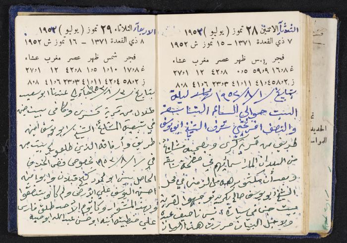 دفتر يوميات فندي مهنا، البقيعة- الجليل الأعلى، 1952-1953