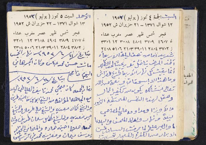 دفتر يوميات فندي مهنا، البقيعة- الجليل الأعلى، 1952-1953