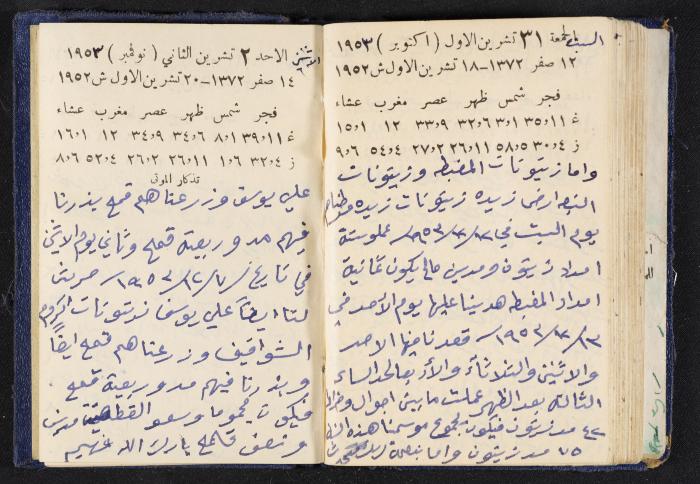 دفتر يوميات فندي مهنا، البقيعة- الجليل الأعلى، 1952-1953