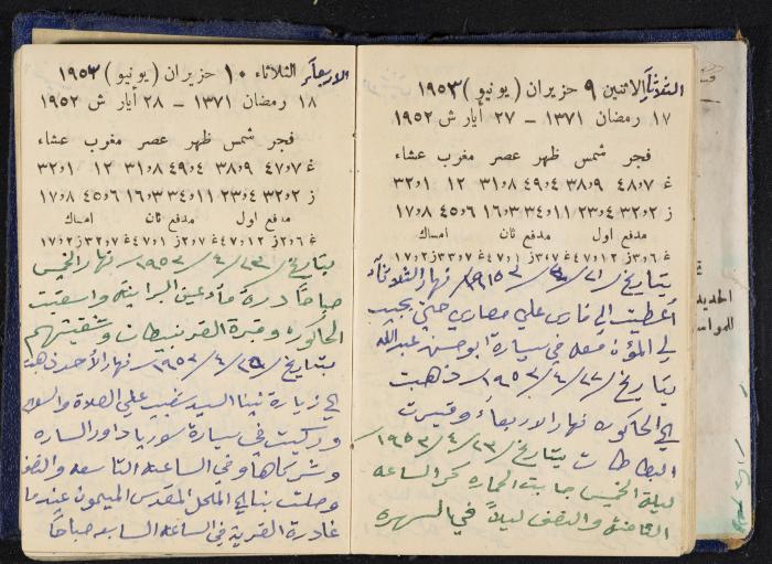 دفتر يوميات فندي مهنا، البقيعة- الجليل الأعلى، 1952-1953