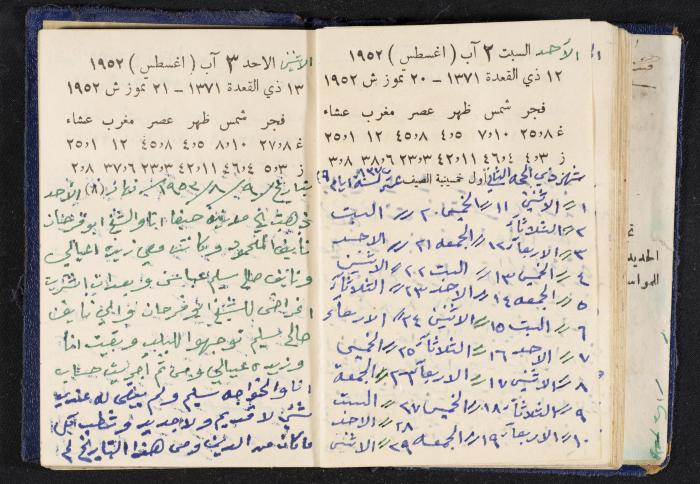 دفتر يوميات فندي مهنا، البقيعة- الجليل الأعلى، 1952-1953