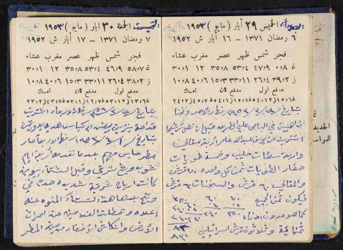 دفتر يوميات فندي مهنا، البقيعة- الجليل الأعلى، 1952-1953