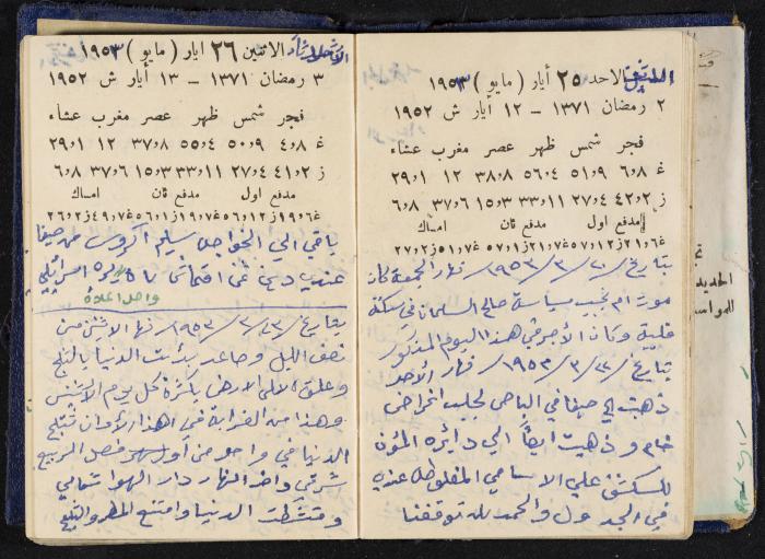 دفتر يوميات فندي مهنا، البقيعة- الجليل الأعلى، 1952-1953