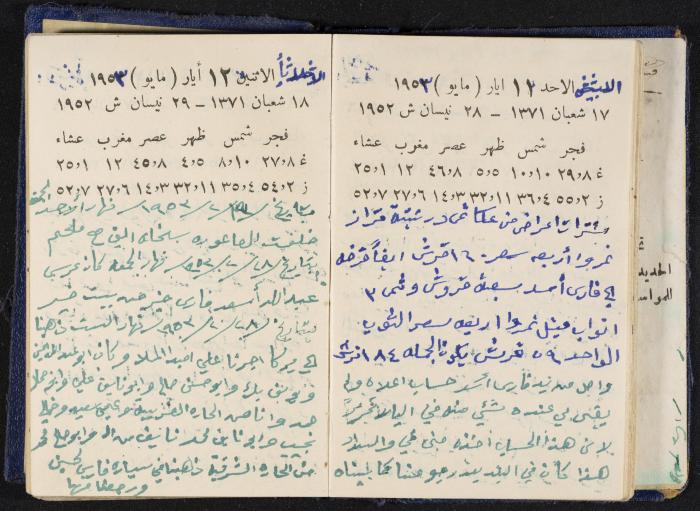 دفتر يوميات فندي مهنا، البقيعة- الجليل الأعلى، 1952-1953