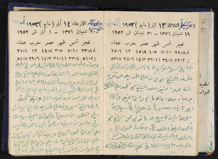 دفتر يوميات فندي مهنا، البقيعة- الجليل الأعلى، 1952-1953