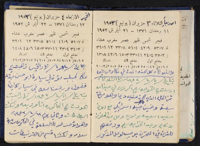 دفتر يوميات فندي مهنا، البقيعة- الجليل الأعلى، 1952-1953