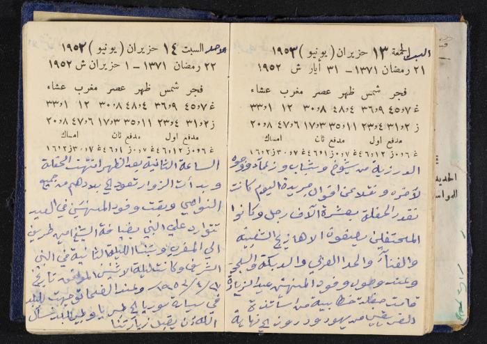 دفتر يوميات فندي مهنا، البقيعة- الجليل الأعلى، 1952-1953