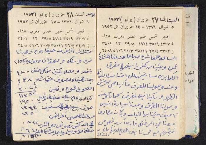 دفتر يوميات فندي مهنا، البقيعة- الجليل الأعلى، 1952-1953