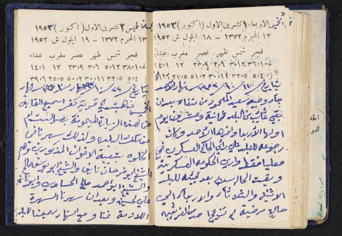 دفتر يوميات فندي مهنا، البقيعة- الجليل الأعلى، 1952-1953
