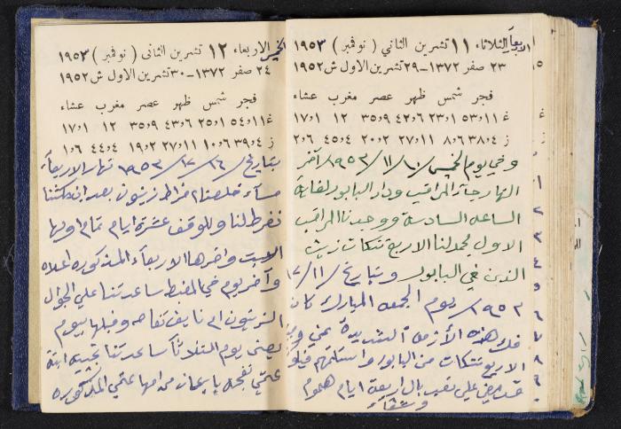 دفتر يوميات فندي مهنا، البقيعة- الجليل الأعلى، 1952-1953