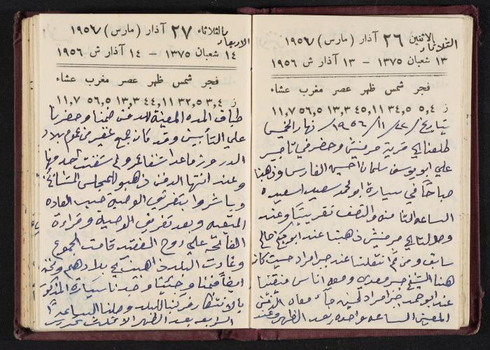 The Diaries of Fandi Mhanna, Buqei'a- Upper Galilee, 1956-1957