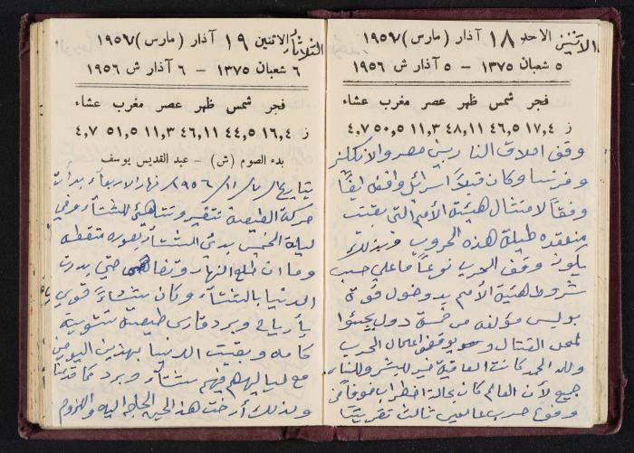 The Diaries of Fandi Mhanna, Buqei'a- Upper Galilee, 1956-1957