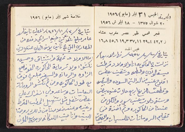 The Diaries of Fandi Mhanna, Buqei'a- Upper Galilee, 1956-1957