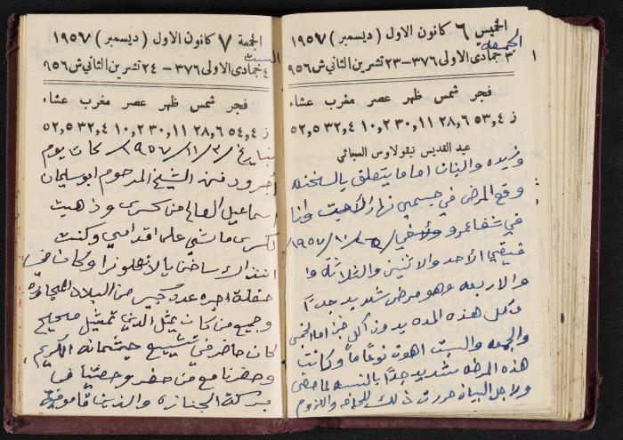The Diaries of Fandi Mhanna, Buqei'a- Upper Galilee, 1956-1957