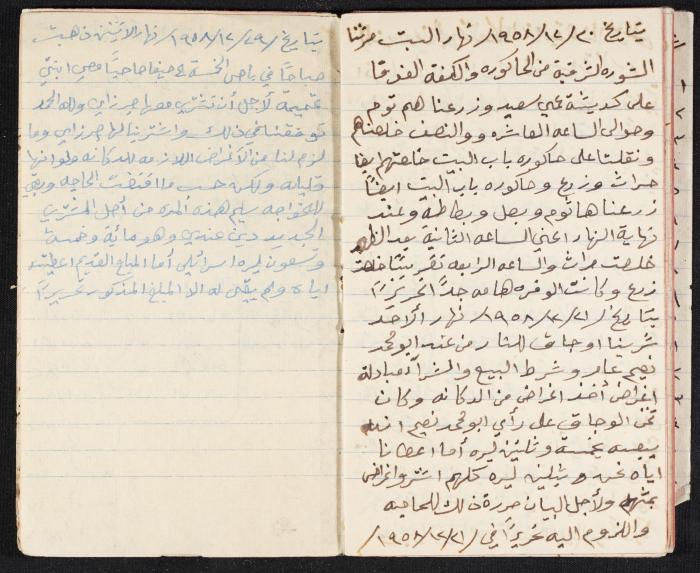 The Diaries of Fandi Mhanna, Buqei'a- Upper Galilee, 1958