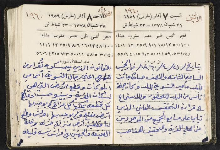 The Diaries of Fandi Mhanna, Buqei'a- Upper Galilee, 1960 and 1970 