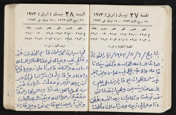دفتر يوميات فندي مهنا، البقيعة- الجليل الأعلى، 1973 و1981-1983