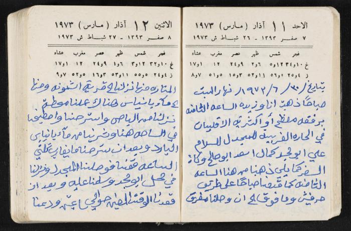 دفتر يوميات فندي مهنا، البقيعة- الجليل الأعلى، 1973 و1981-1983