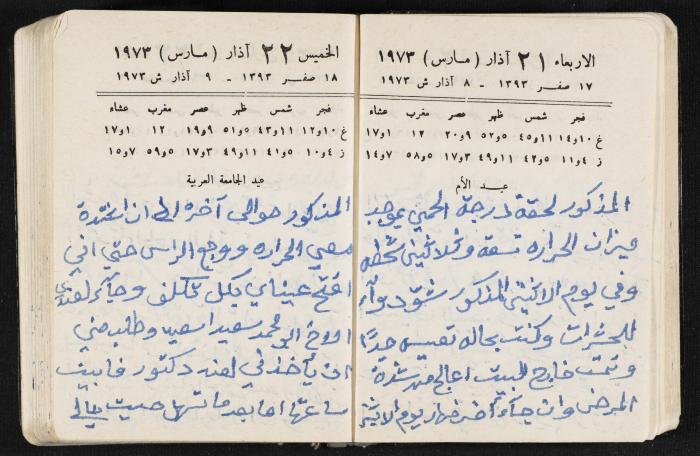 دفتر يوميات فندي مهنا، البقيعة- الجليل الأعلى، 1973 و1981-1983