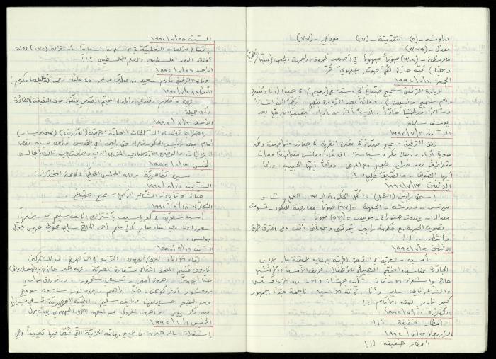 دفتر يوميات حسين مهنا، القيعة- الجليل الأعلى، 1991-1993