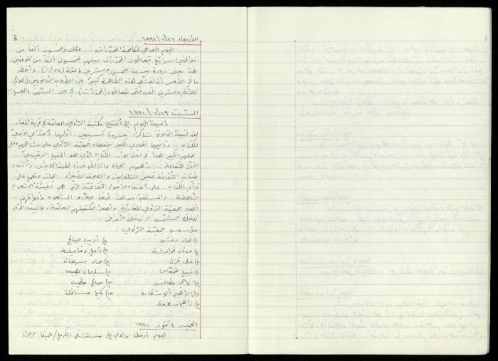 دفتر يوميات حسين مهنا، القيعة- الجليل الأعلى، 1991-1993