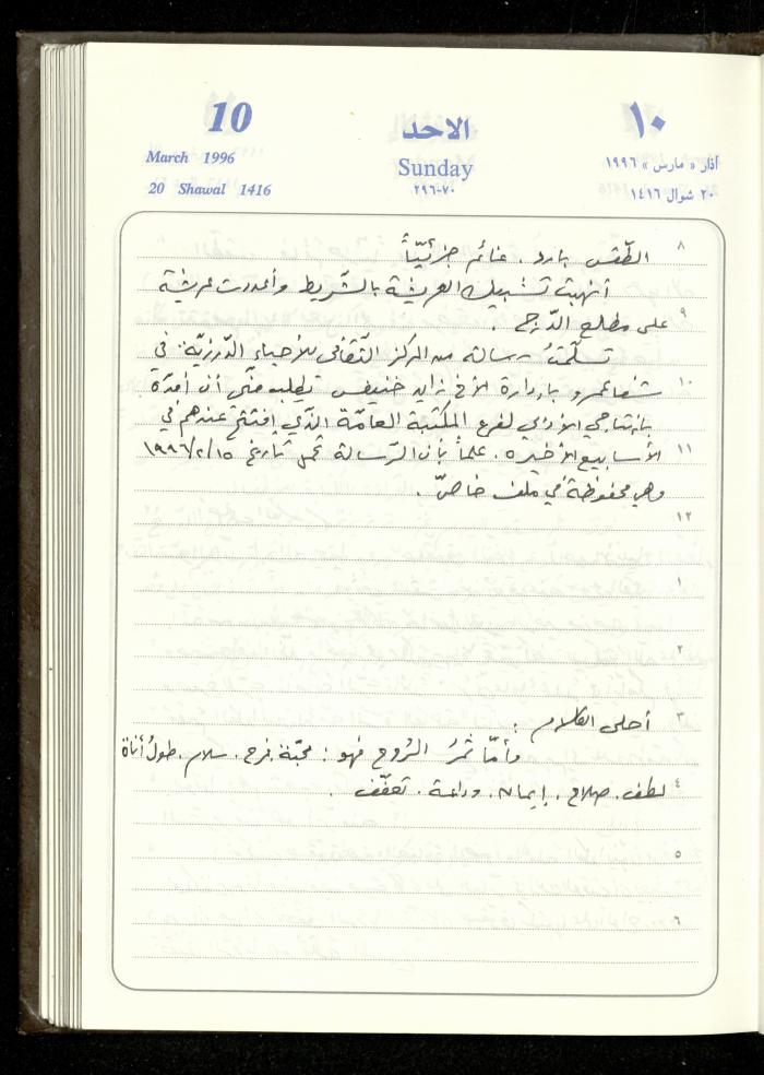 دفتر يوميات فندي مهنا، البقيعة- الجليل الأعلى، 1996