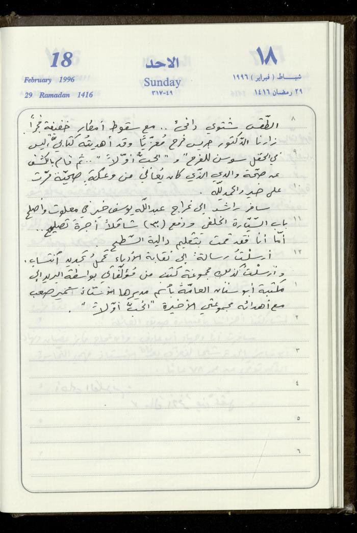 دفتر يوميات فندي مهنا، البقيعة- الجليل الأعلى، 1996