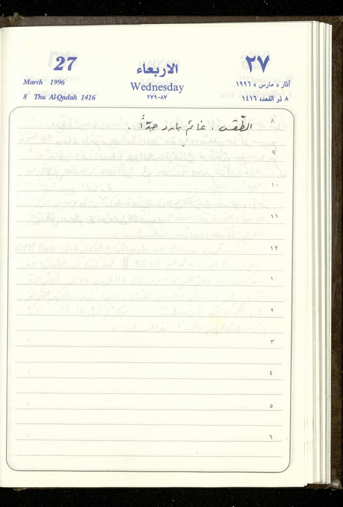 دفتر يوميات فندي مهنا، البقيعة- الجليل الأعلى، 1996