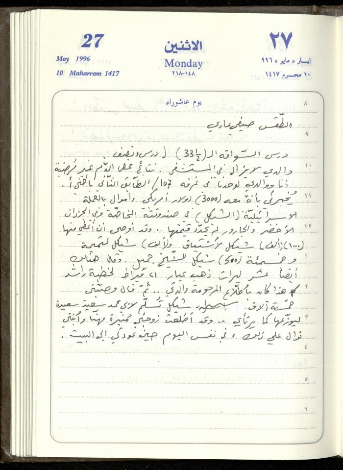 دفتر يوميات فندي مهنا، البقيعة- الجليل الأعلى، 1996