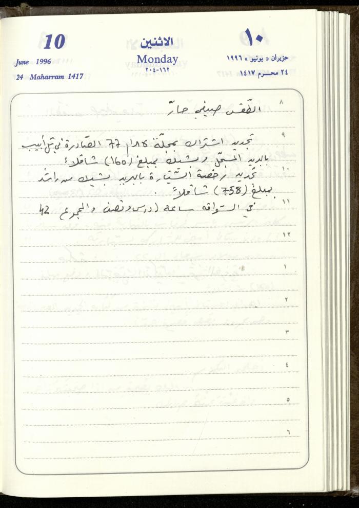 دفتر يوميات فندي مهنا، البقيعة- الجليل الأعلى، 1996