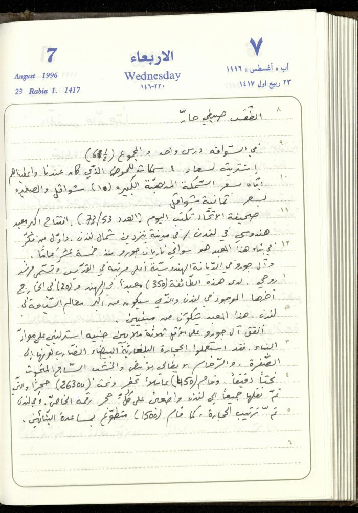 دفتر يوميات فندي مهنا، البقيعة- الجليل الأعلى، 1996