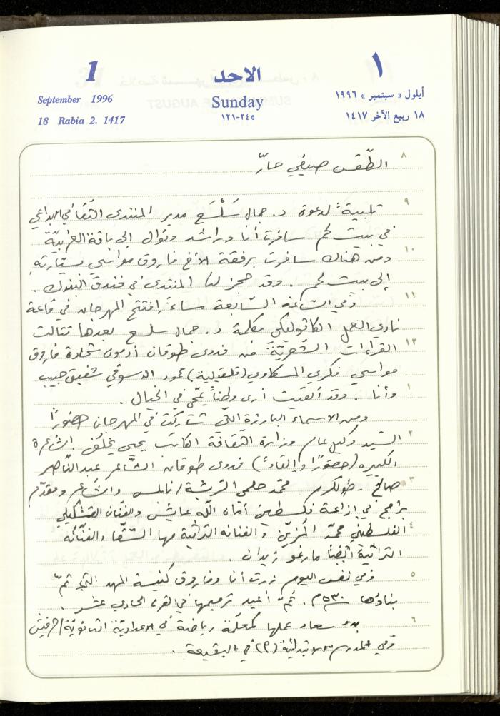 دفتر يوميات فندي مهنا، البقيعة- الجليل الأعلى، 1996