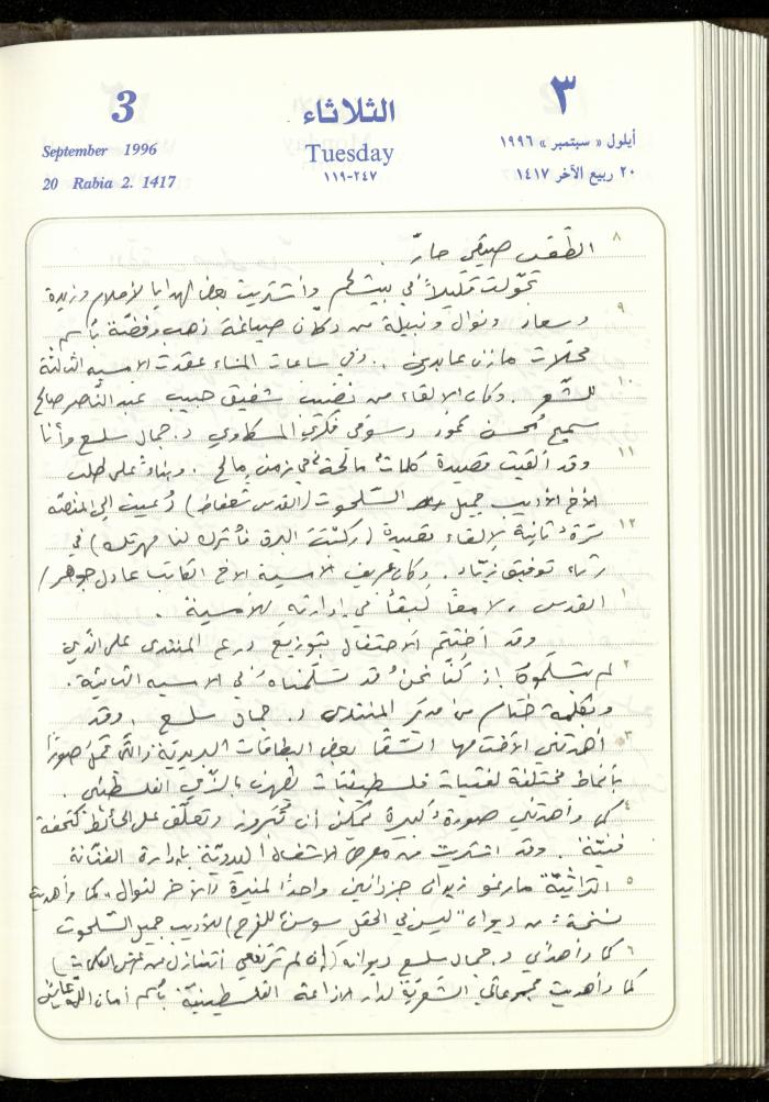 دفتر يوميات فندي مهنا، البقيعة- الجليل الأعلى، 1996