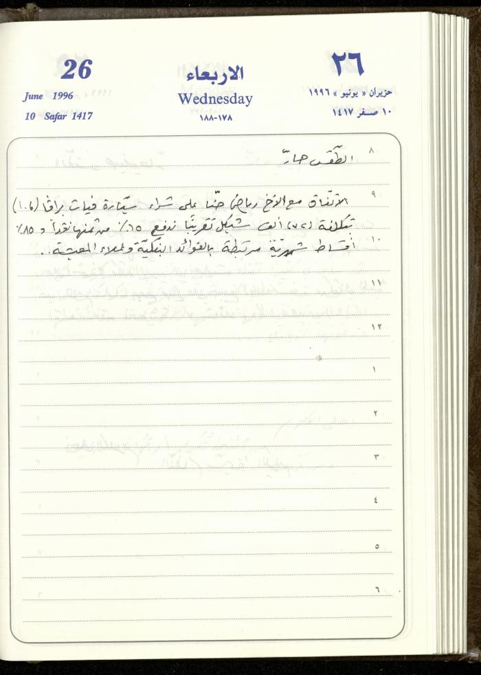 دفتر يوميات فندي مهنا، البقيعة- الجليل الأعلى، 1996