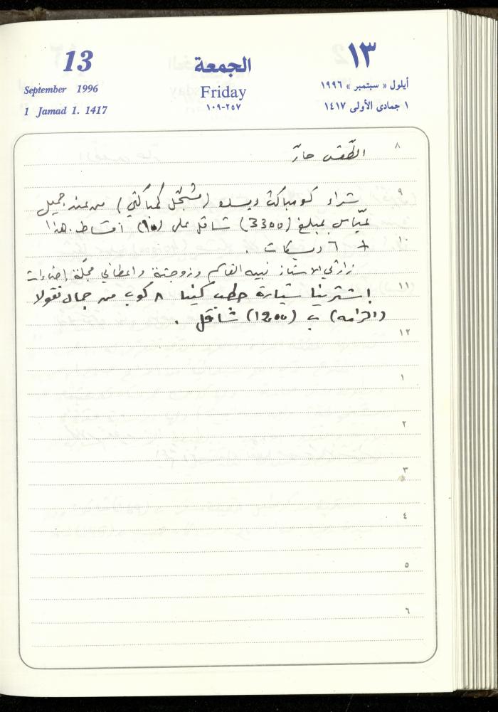 دفتر يوميات فندي مهنا، البقيعة- الجليل الأعلى، 1996