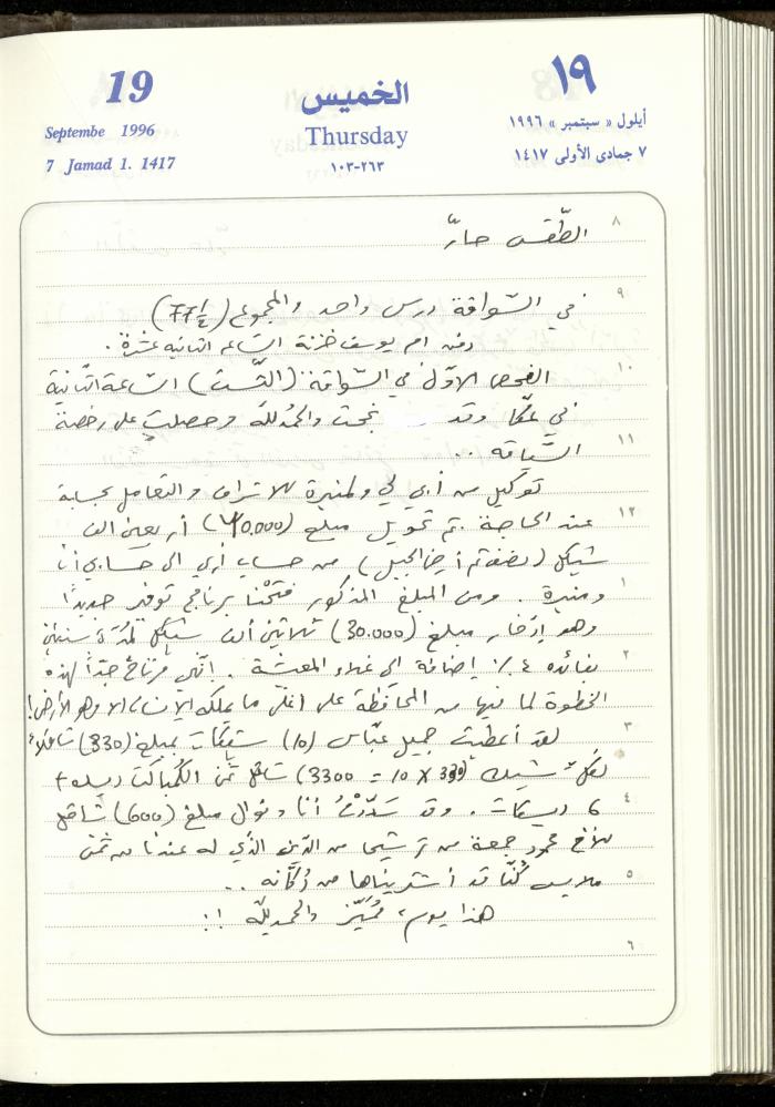 دفتر يوميات فندي مهنا، البقيعة- الجليل الأعلى، 1996