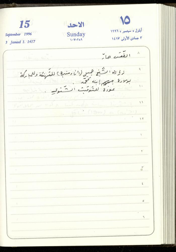 دفتر يوميات فندي مهنا، البقيعة- الجليل الأعلى، 1996