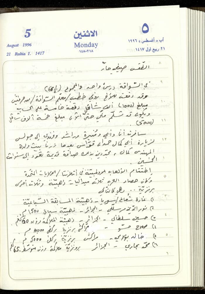 دفتر يوميات فندي مهنا، البقيعة- الجليل الأعلى، 1996