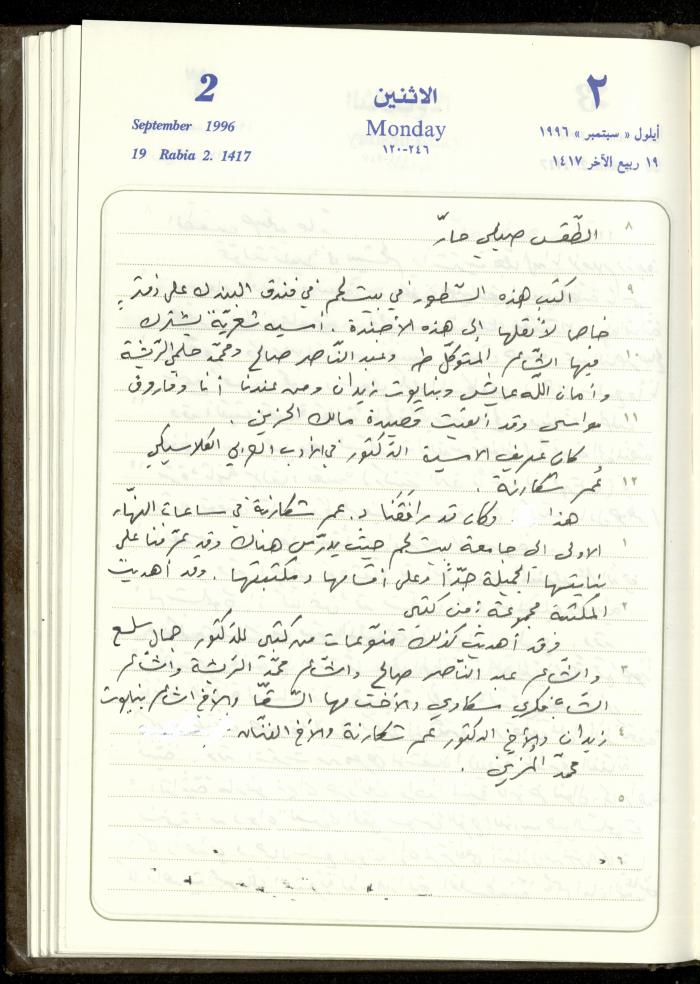 دفتر يوميات فندي مهنا، البقيعة- الجليل الأعلى، 1996
