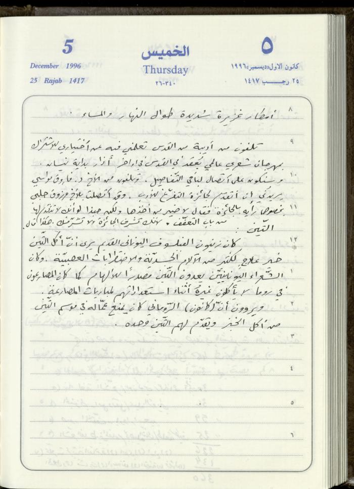 دفتر يوميات فندي مهنا، البقيعة- الجليل الأعلى، 1996