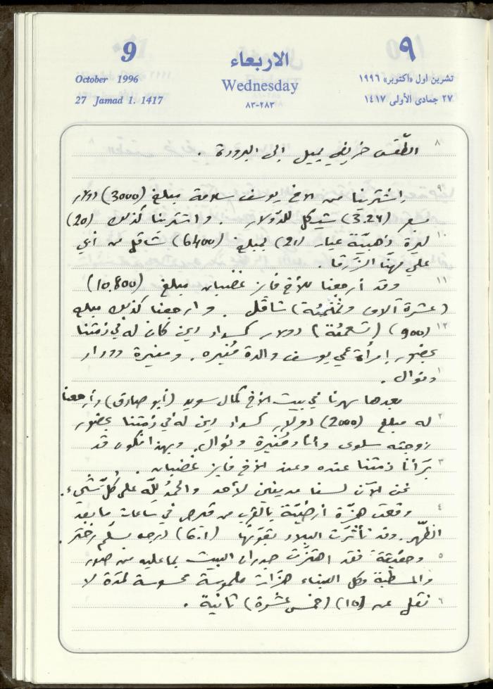 دفتر يوميات فندي مهنا، البقيعة- الجليل الأعلى، 1996