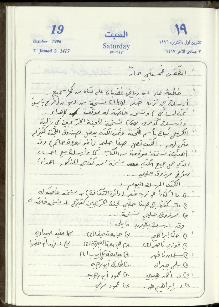 دفتر يوميات فندي مهنا، البقيعة- الجليل الأعلى، 1996