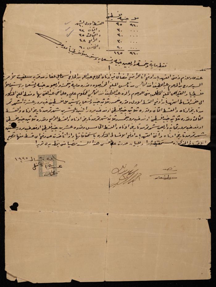 An Agreement of Debt Payment between Abdullah Afaneh and Mamdouh al-Nabelsi, 28 February 1935
