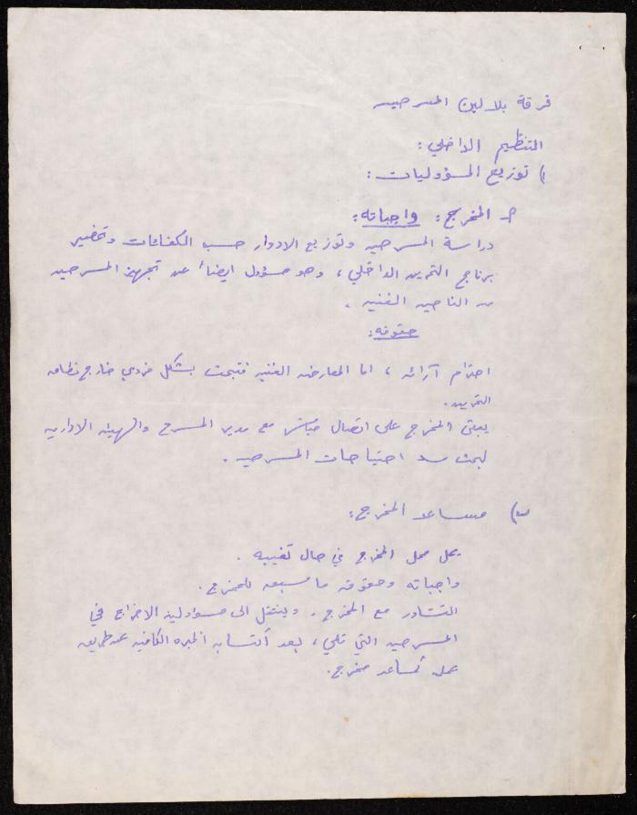 The Director's Clauses in the By-Laws for the Balalin Theatre Troupe, 1975