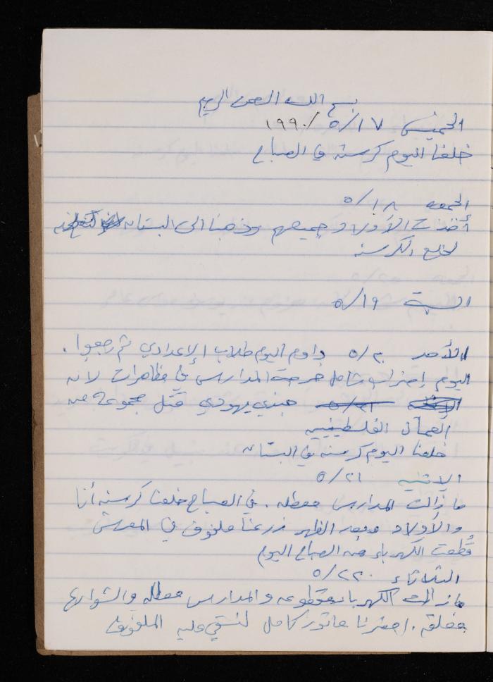 The Diary of Fadeyyeh Darabe, Dura- Hebron, 1990