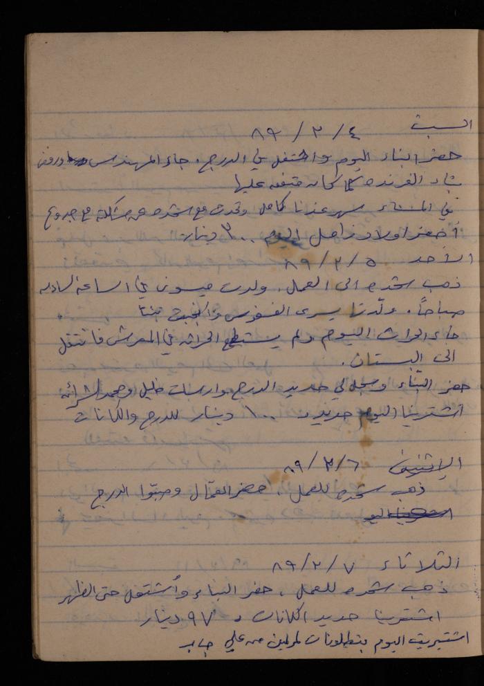 دفتر يوميات فضية الدرابيع، دورا- الخليل، 1989
