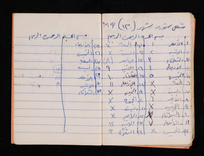دفتر يوميات فضية الدرابيع، دورا- الخليل، 1990-1992