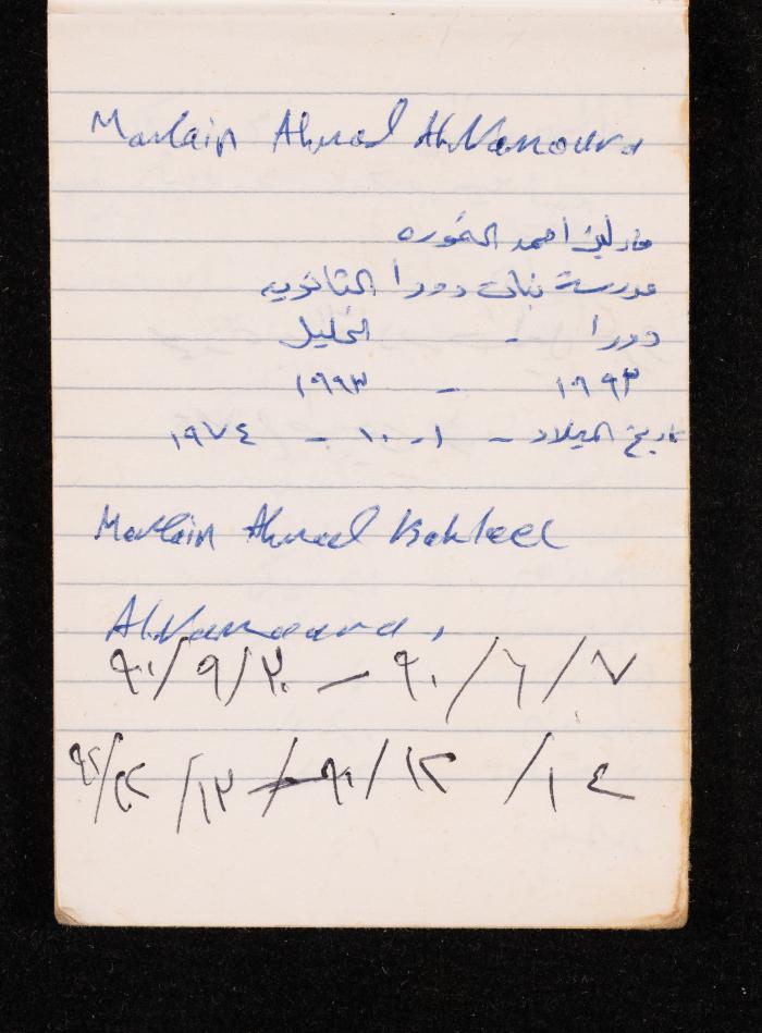 The Diary of Fadeyyeh Darabe, Dura- Hebron, 1993