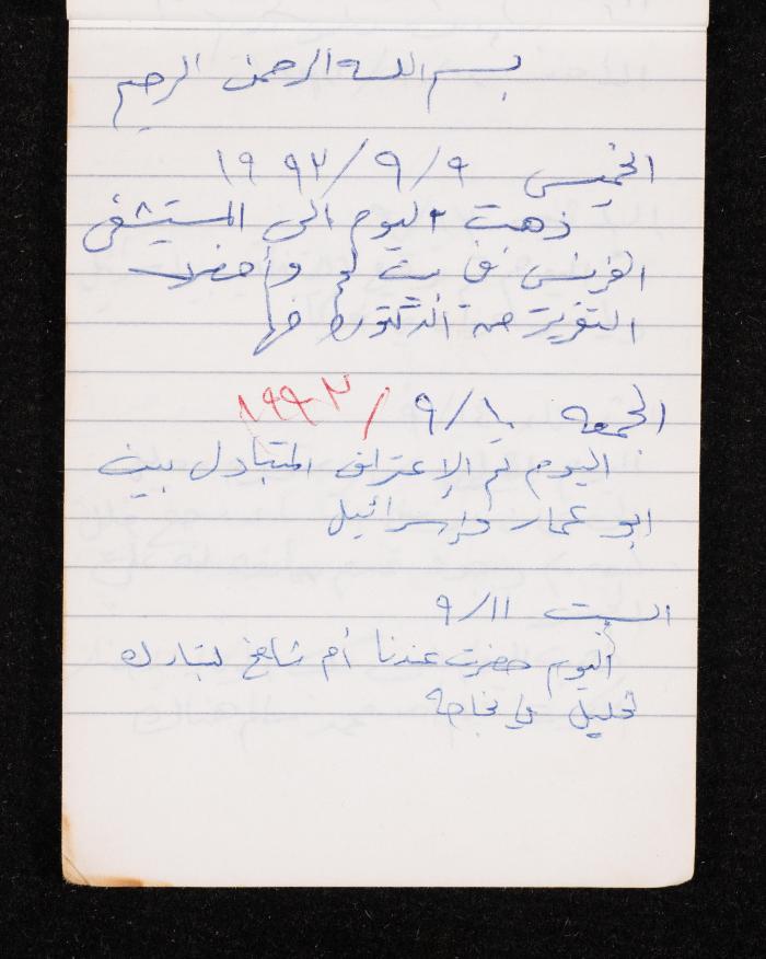 The Diary of Fadeyyeh Darabe, Dura- Hebron, 1993