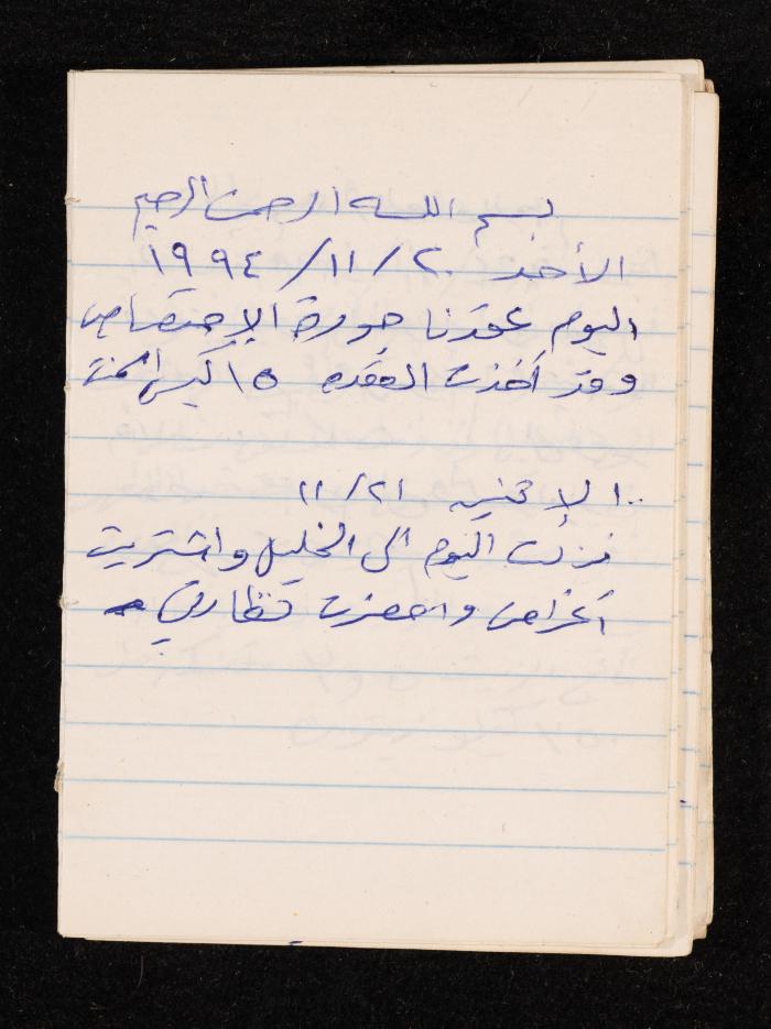 دفتر يوميات فضية الدرابيع، دورا- الخليل، 1994